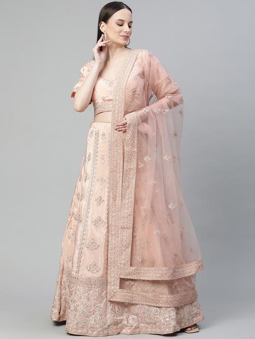 Embroidered A-line Lehenga - 18072823 - Very Small Image - 1