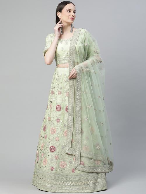 Embroidered A-line Lehenga - 18072829 - Very Small Image - 1