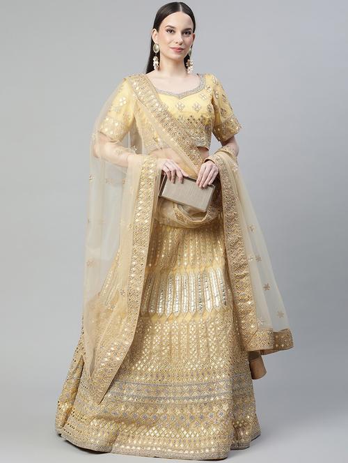 embroidered a-line lehenga - 18072830 - Very Small Image - 1