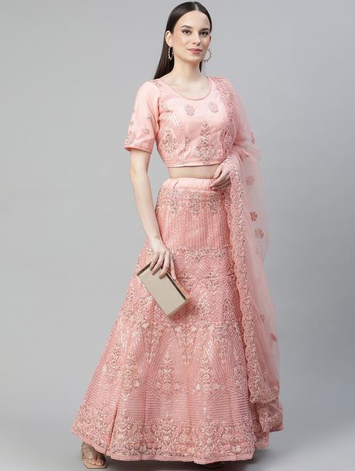 embroidered a-line lehenga - 18072839 - Very Small Image - 1