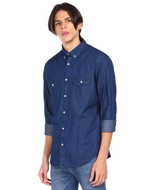 mens solid casual shirt - 18074858 - Very Small Image - 1