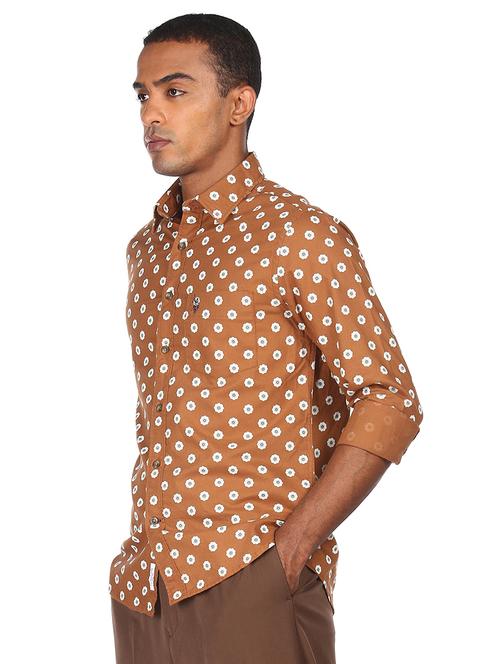 brown printed casual shirt - 18074917 - Very Small Image - 1