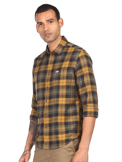yellow checked casual shirt - 18074932 - Very Small Image - 1