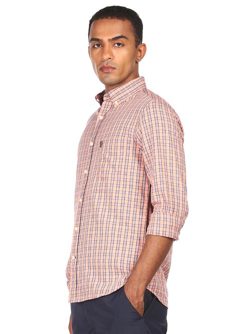orange checked casual shirt - 18074989 - Very Small Image - 1