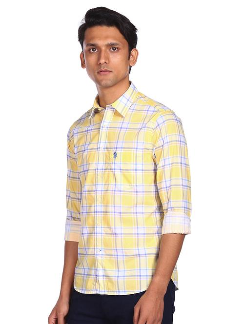 yellow checked casual shirt - 18075458 - Very Small Image - 1