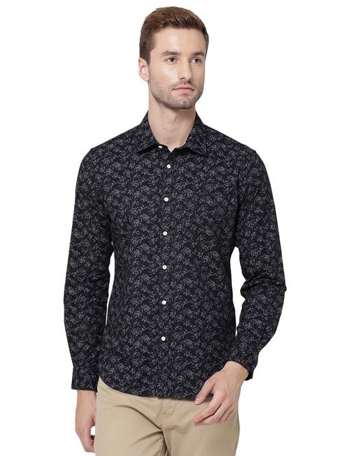 mens leaf print casual shirt - 18076526 - Very Small Image - 1
