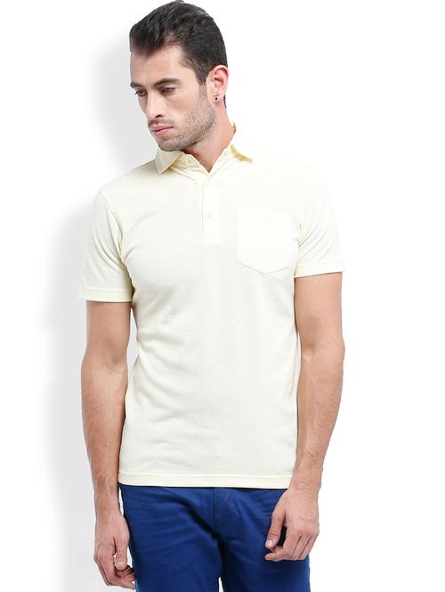cream yellow solid polo t-shirt - 18076746 - Very Small Image - 1