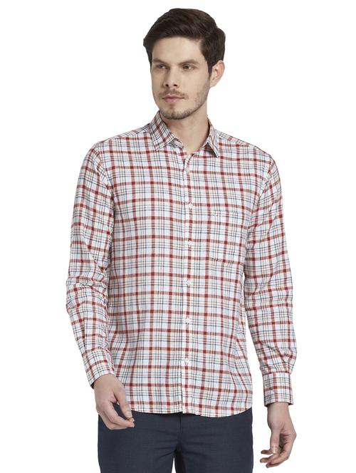 white solid checkered casual shirt - 18077609 - Very Small Image - 1