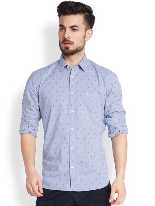 purist blue self design casual shirt - 18077818 - Very Small Image - 1