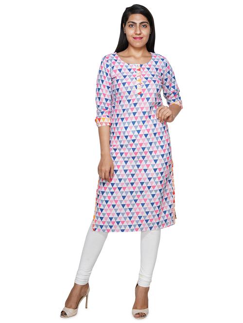 multi colored geometric print straight kurta - 18079407 - Very Small Image - 1