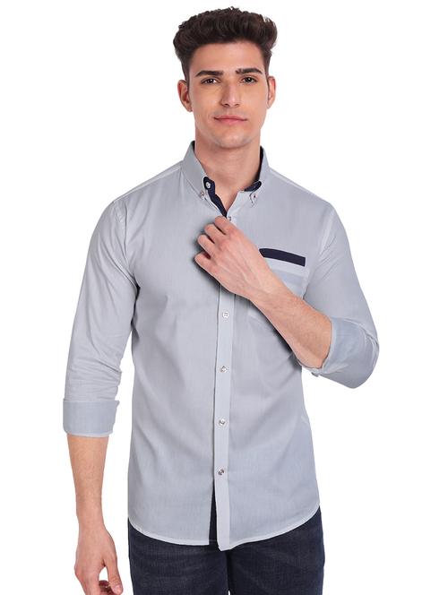mens solid casual shirt - 18079829 - Very Small Image - 1