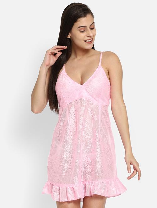 pink lace babydoll - 18080301 - Very Small Image - 1