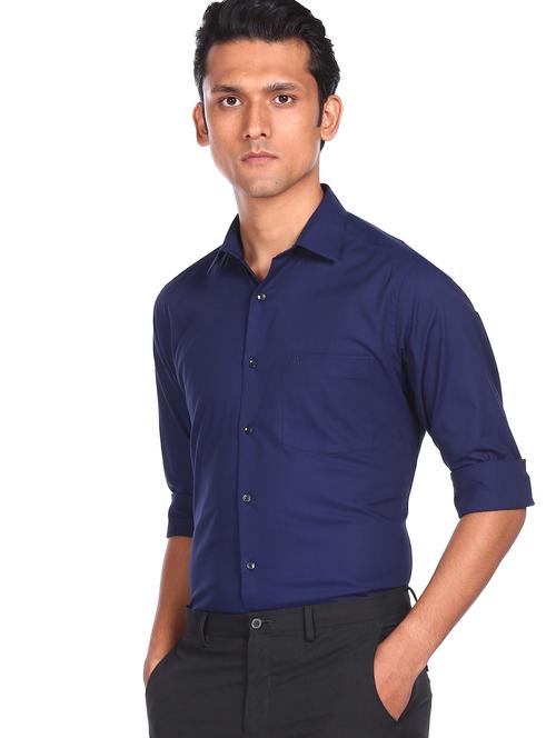 blue cotton formal shirt - 18080409 - Very Small Image - 1
