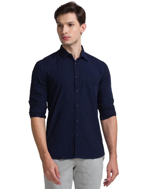 blue solid casual shirt - 18080659 - Very Small Image - 1