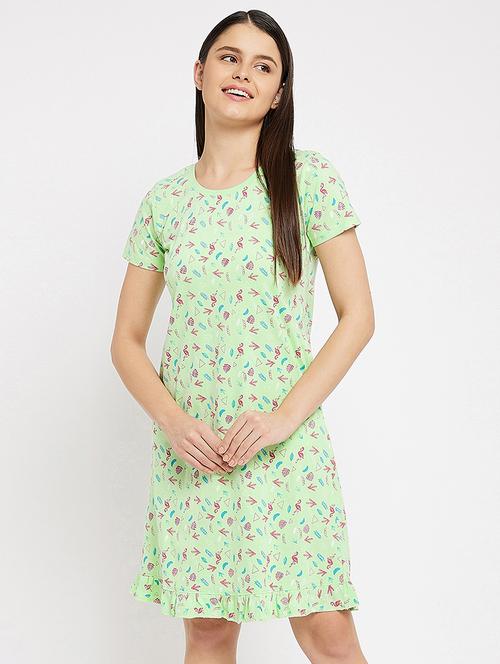 women round neck printed sleepshirt - 18080800 - Very Small Image - 1