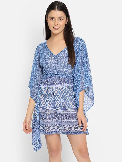 blue georgette dresses kaftan - 18080811 - Very Small Image - 1