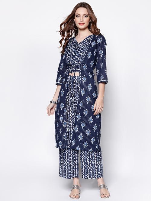 navy blue printed shrug - 18081068 - Very Small Image - 1