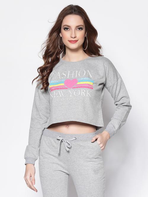 women's chest print sweatshirt - 18081083 - Very Small Image - 1
