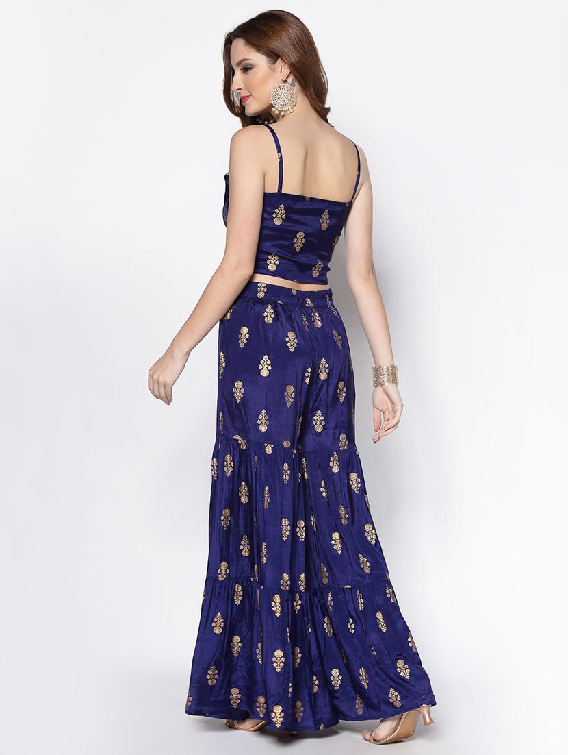 blue printed top & trouser set - 18081124 - Standard Image - 2