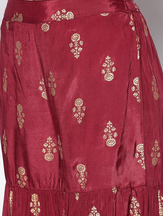 maroon printed fusion set - 18081125 - Zoom Image - 3