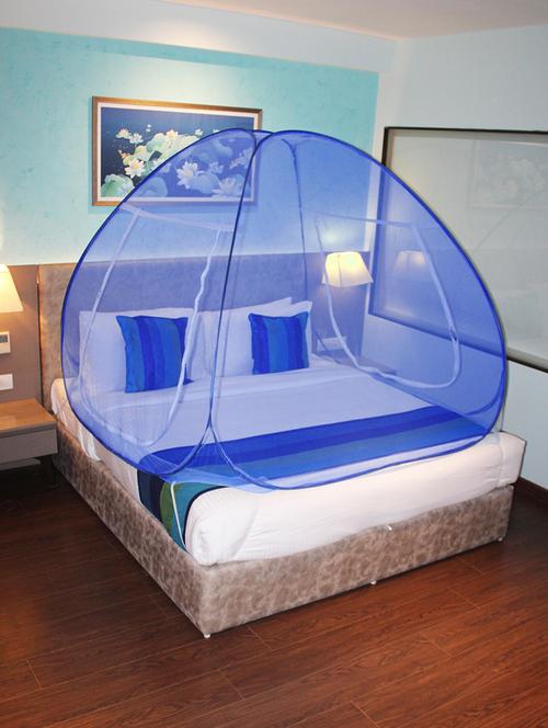 mosquito net dark  blue and blue foldable double bed net king size - 18081370 - Very Small Image - 1