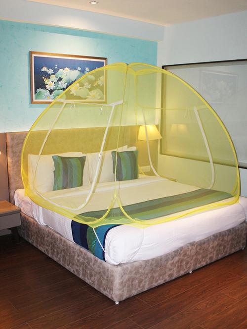 mosquito net yellow and yellow  foldable double bed net king size - 18081379 - Very Small Image - 1
