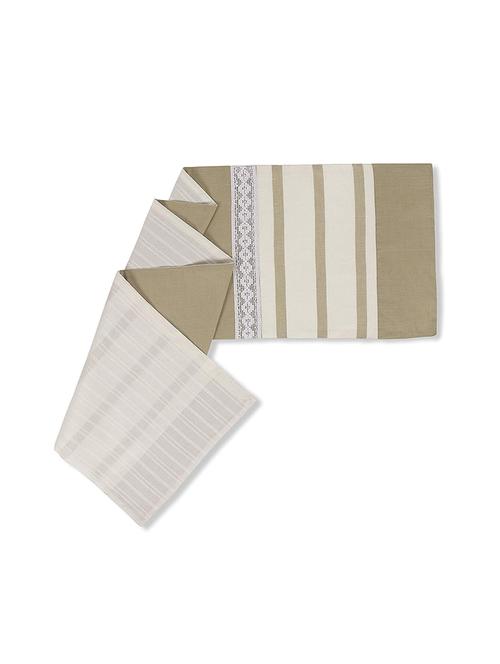 fireflies white & green border pattern table runner with 75% cotton + 25% linen 33 x 150 cm - 18081629 - Very Small Image - 1