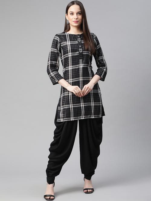 black cotton kurta salwar  set - 18081647 - Very Small Image - 1