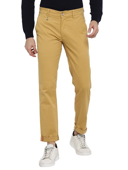 brown solid chinos casual trouser - 18082476 - Very Small Image - 1