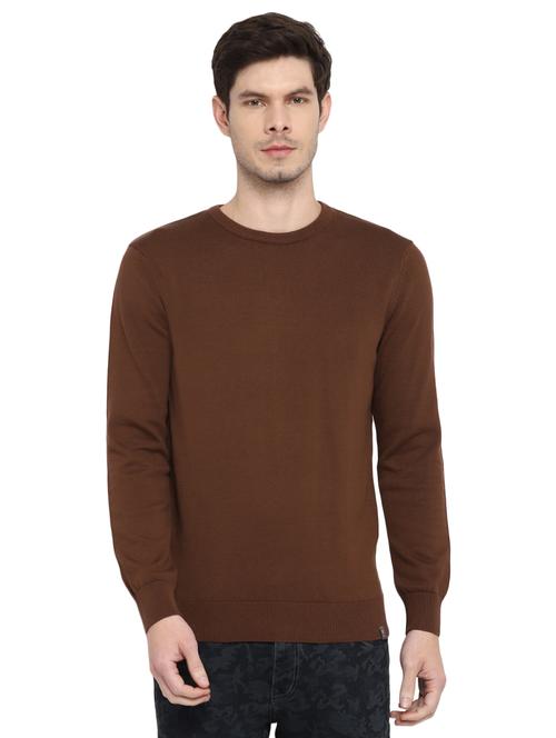 brown solid pullover - 18082513 - Very Small Image - 1
