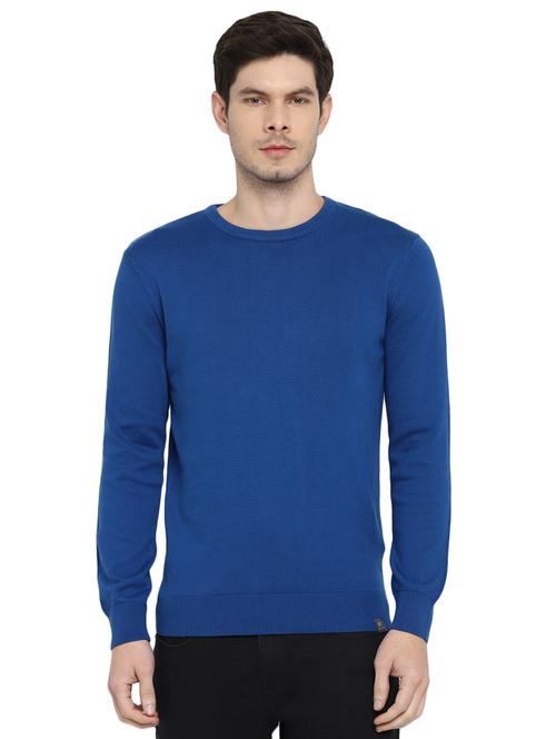 blue solid pullover - 18082515 - Very Small Image - 1