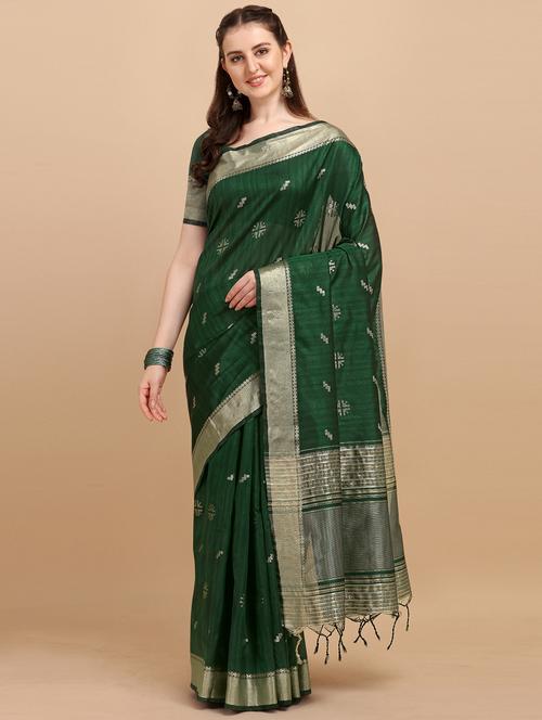 ethnic motifs tussar saree with blouse - 18082825 - Very Small Image - 1