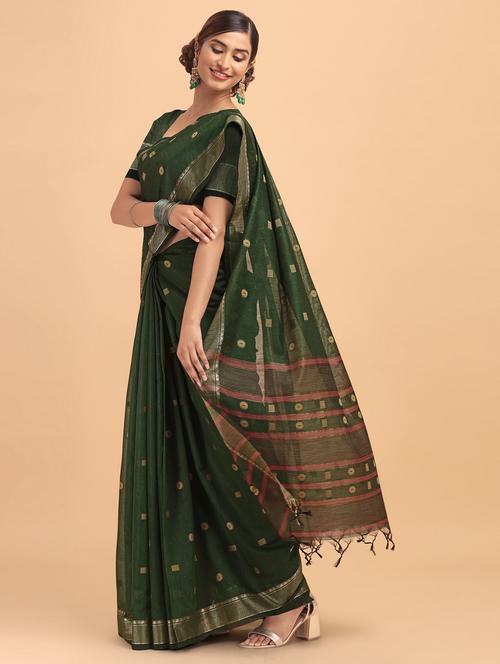 self design handloom saree with blouse - 18082853 - Very Small Image - 1