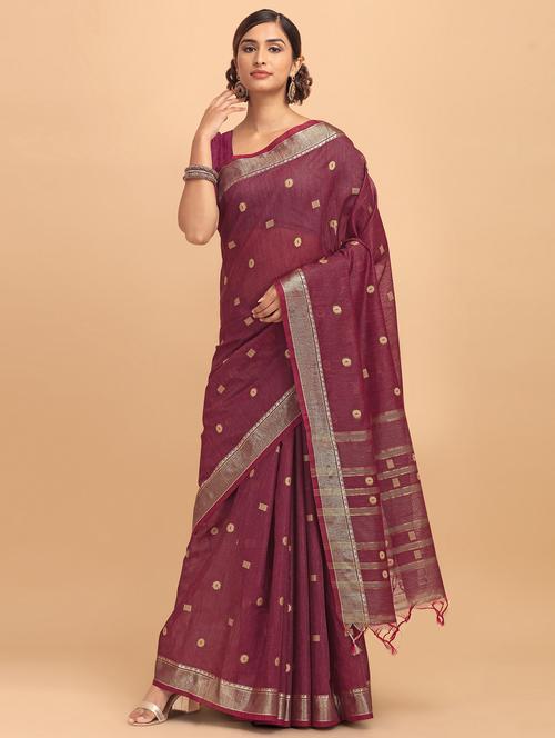 self design handloom saree with blouse - 18082855 - Very Small Image - 1