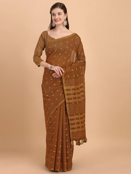 self design handloom saree with blouse - 18082896 - Very Small Image - 1