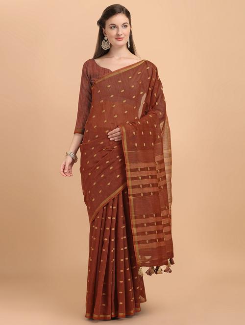 self design handloom saree with blouse - 18082897 - Very Small Image - 1