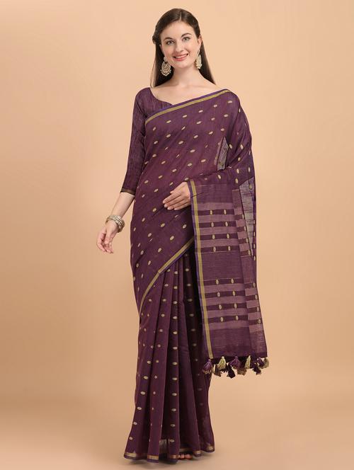 self design handloom saree with blouse - 18082898 - Very Small Image - 1