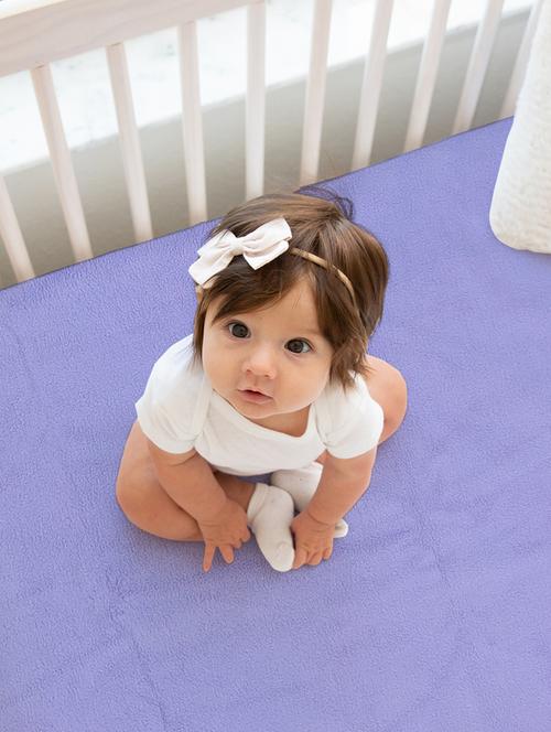 bianca waterproof & breathable bamboo-feel baby dry sheet & mattress protector -1pc small (smart dry) solid-violet - 18082913 - Very Small Image - 1