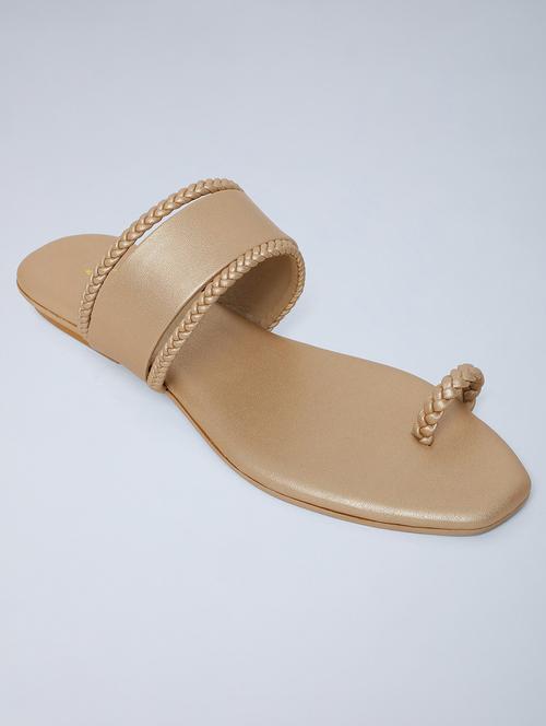 gold pu slip on sandals - 18083681 - Very Small Image - 1