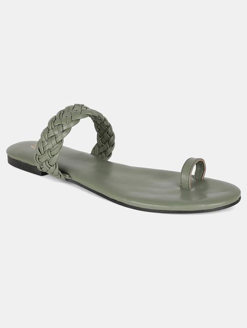 green pu slip on sandals - 18083706 - Very Small Image - 1