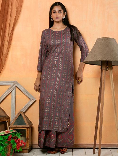 brown cotton straight kurta - 18106105 - Very Small Image - 1