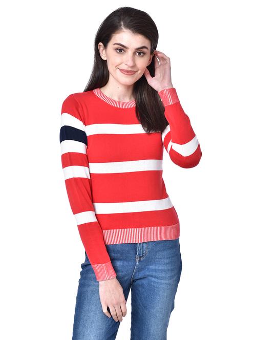 round neck striped pullover - 18107425 - Very Small Image - 1