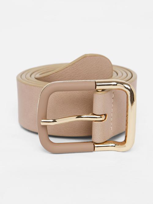 vero moda women 100%polyurethane solid beige belt - 18108834 - Very Small Image - 1
