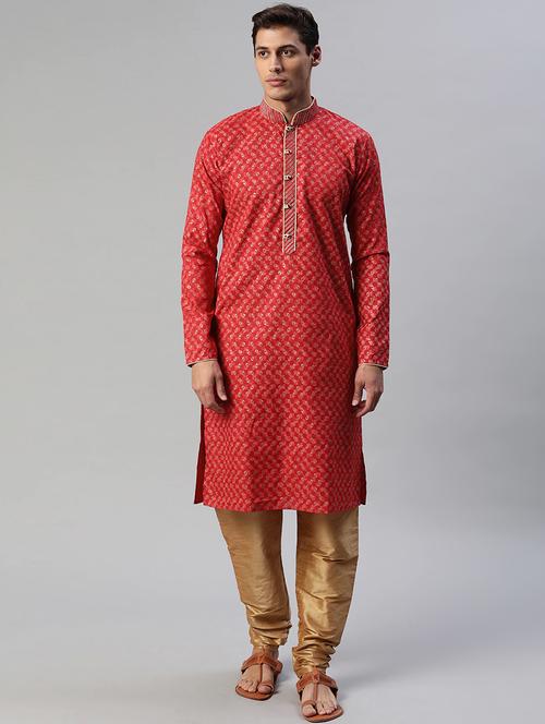 red kurta pyjama ethnic wear set - 18109556 - Very Small Image - 1