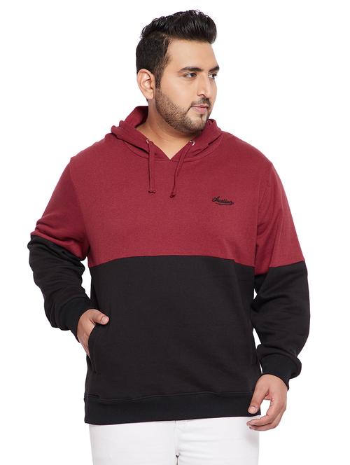 mens color block hood neck plus size sweatshirt - 18109788 - Very Small Image - 1