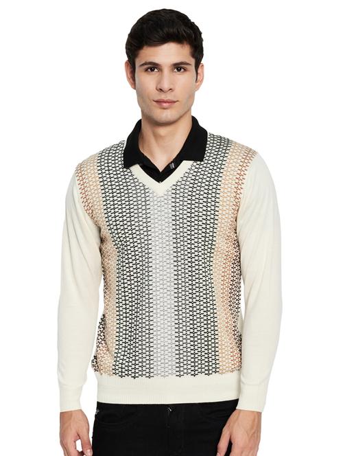 off-white color woolen men's sweatshirt - 18110778 - Very Small Image - 1