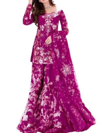 net embroidered semi-stitched suit  - 18110990 - Very Small Image - 1