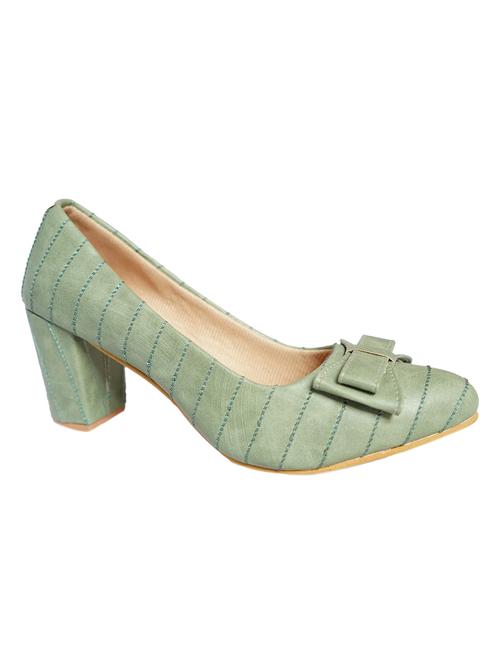 green synthetic slip on pumps - 18111455 - Very Small Image - 1