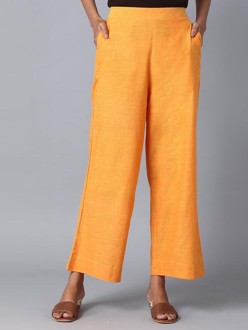 orange solid straight palazzo - 18111806 - Very Small Image - 1