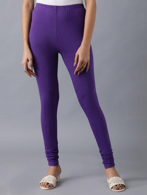 purple polyester churidar churidars & leggings - 18112120 - Very Small Image - 1